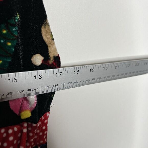 Love On A Hanger Overalls Womens Large‎ Black Velour Christmas Kitty Cat Santa - Picture 9 of 14